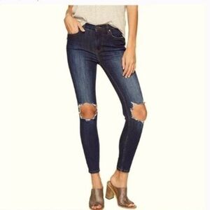 Free people - Dark Denim Busted Knee Skinny Jean - Size 26 turkey